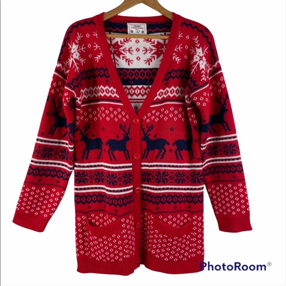 V28 Christmas/Winter Cardigan Sweater Size Medium